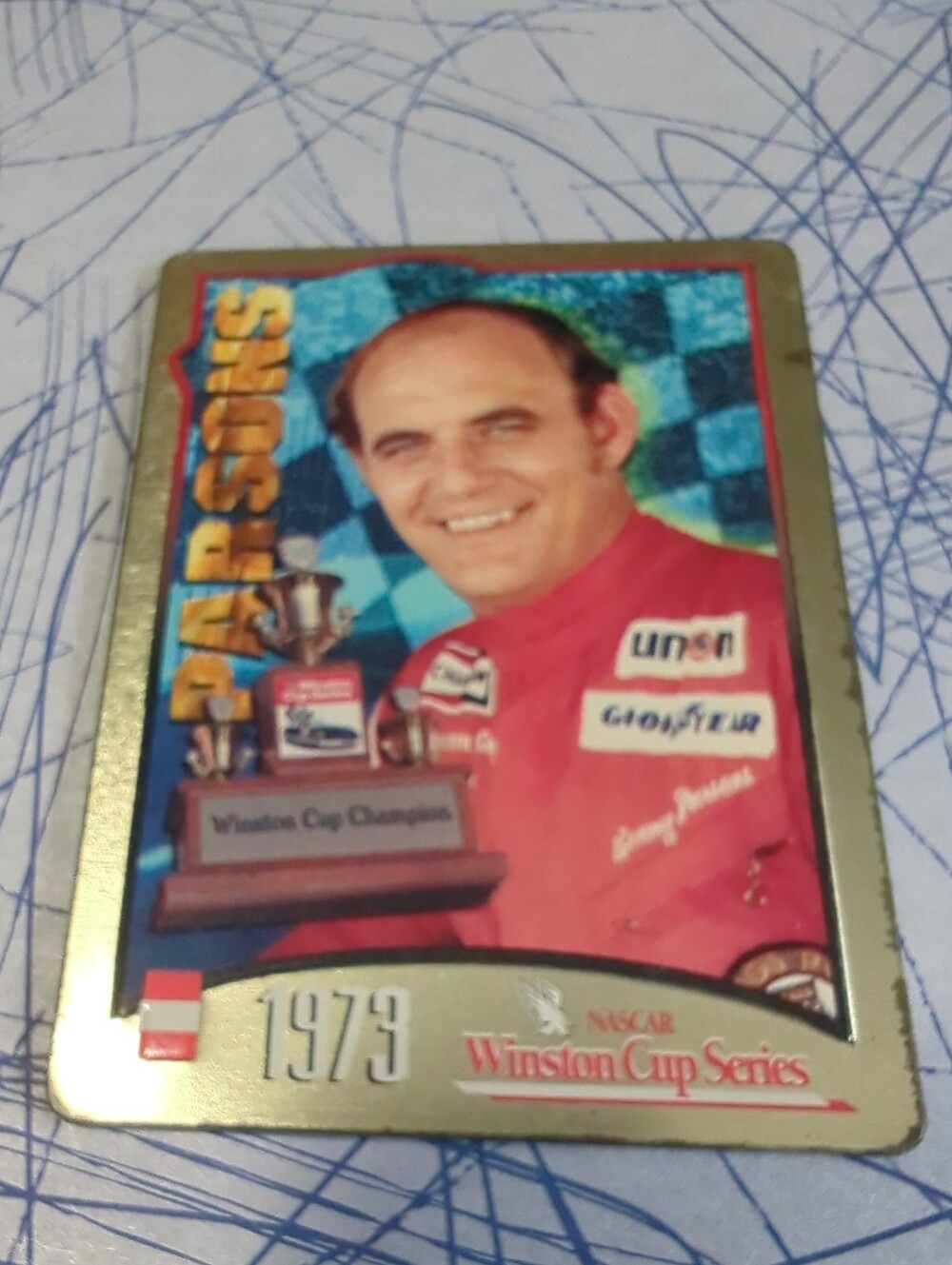 Metallic Impressions Benny Parsons Winston Cup Champion NASCAR Card #1973 1995